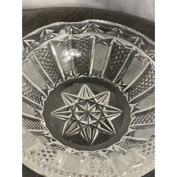 VTG Czech Bohemian (?) Cut Glass Crystal Ashtray 5.25 in Art Deco Star base EUC - Picture 12 of 16